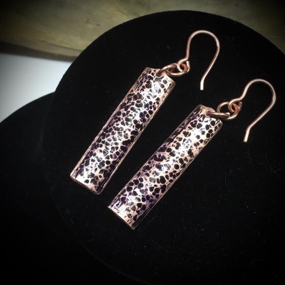 Animal Print Hammered Copper Leopard Earrings - Picture 1 of 7
